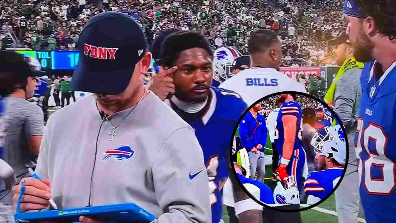 WATCH: Bills WR Stefon Diggs tells Josh Allen to ‘be smart’ on the sidelines during his poor outing against the Jets amid rumors over their ever-lasting tussle