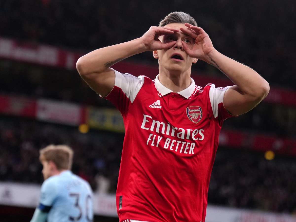 Leandro Trossard after scoring for Arsenal.