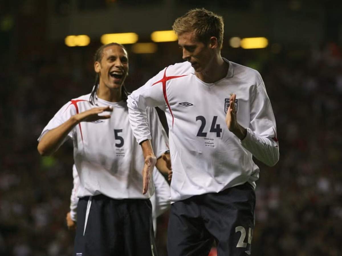 Peter Crouch doing 'the Robot' celebration.