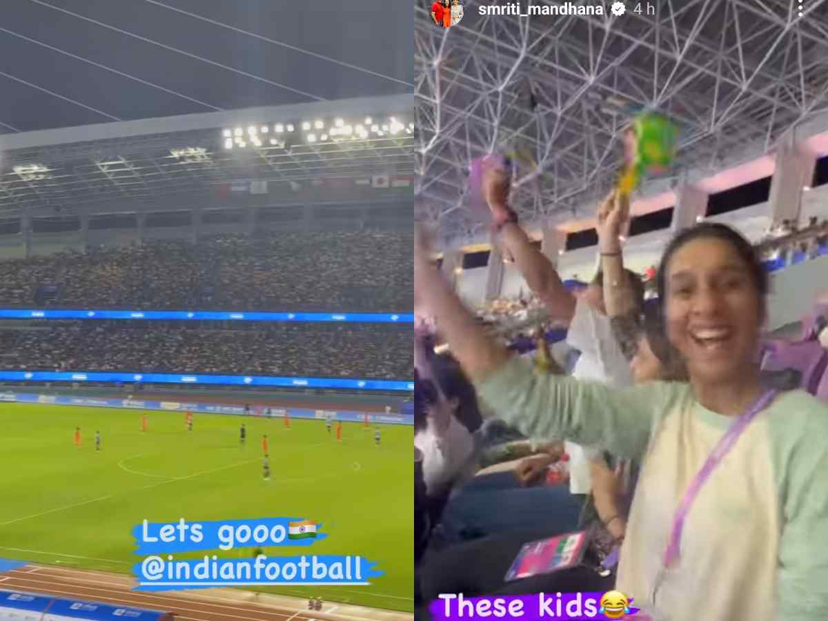 Indian Women’s Cricket team attended the Indian Men’s football team in their first game of the 2022 Asian Games. 