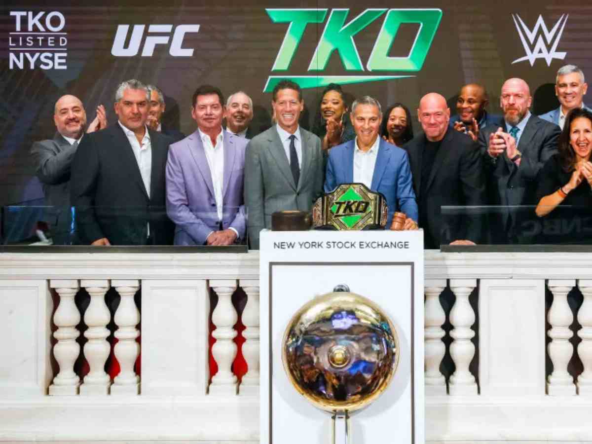 Vince McMahon and Ari Emanuel at TKO merger in New York Stock Exchange