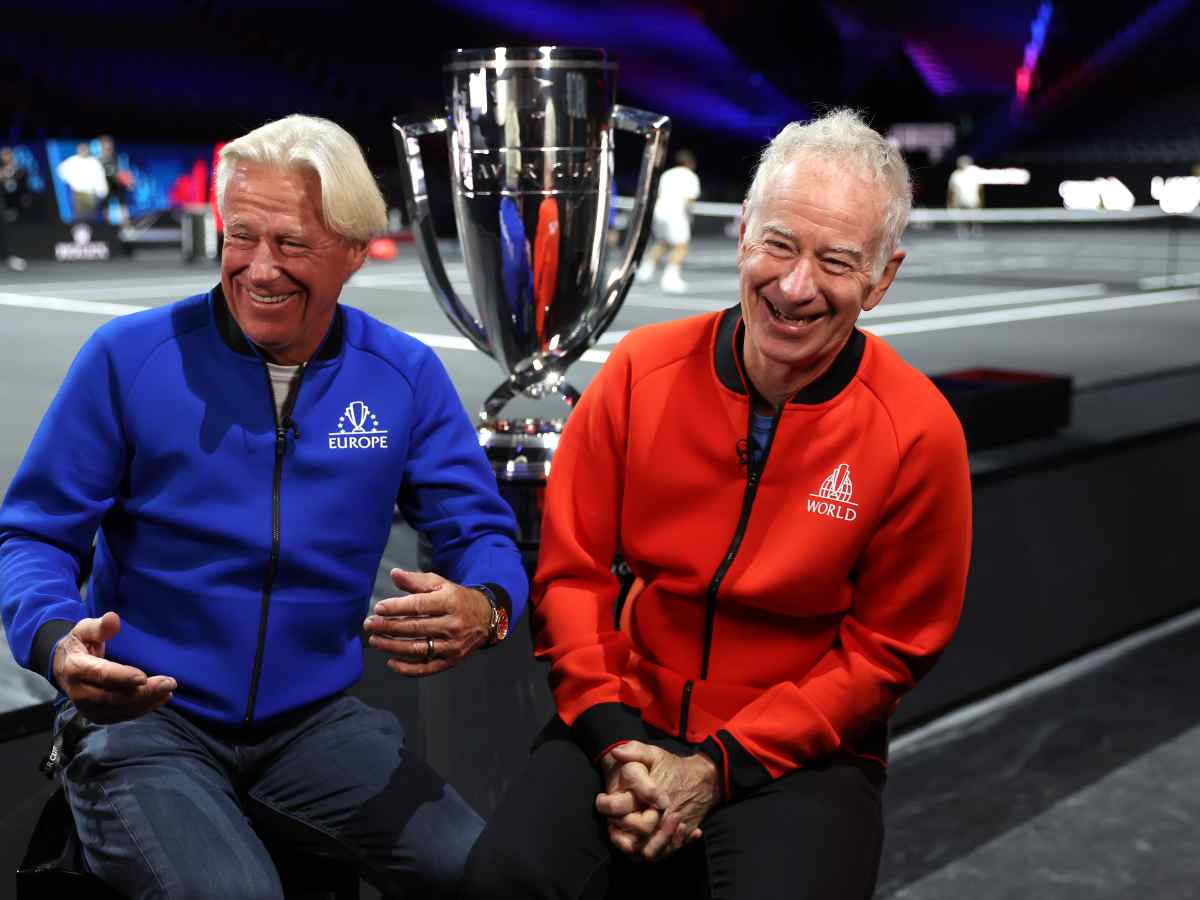 WATCH: John McEnroe gets back to mocking Bjorn Borg as the two team captains come together ahead of the Laver Cup 2024