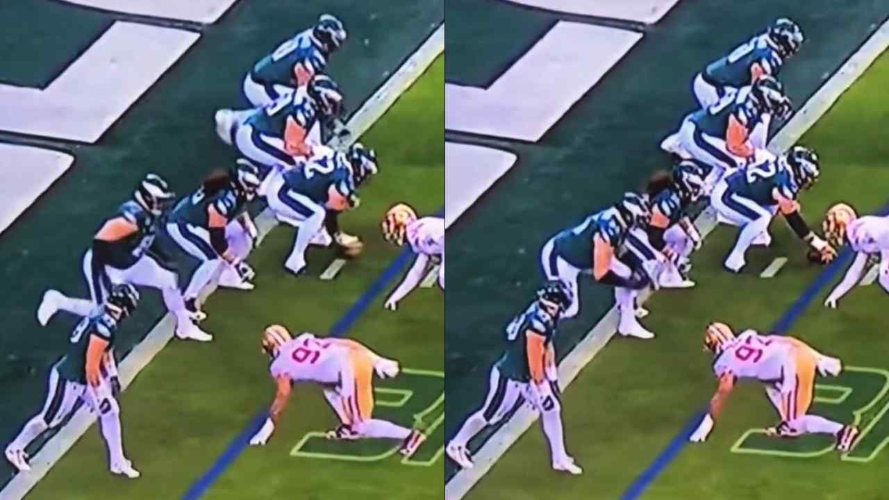 “Rigged!” – Eagles RT Lane Johnson’s old video of him not getting penalized despite multiple early starts goes viral after Jawaan Taylor penalty fiasco