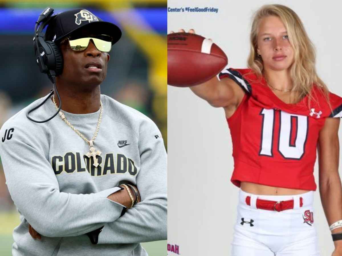 Deion Sanders (L) and Haley Van Voorhis (R)