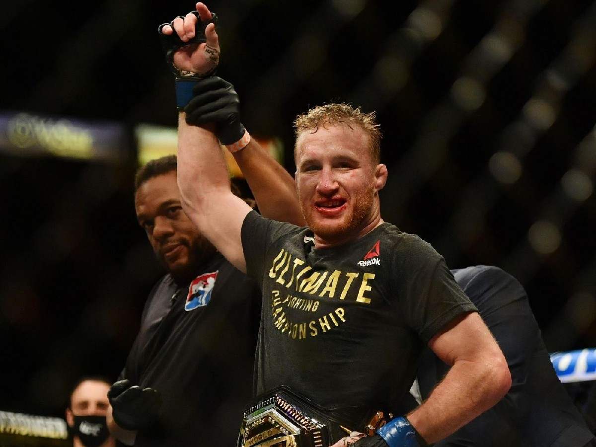 Justin Gaethje with the interim championship