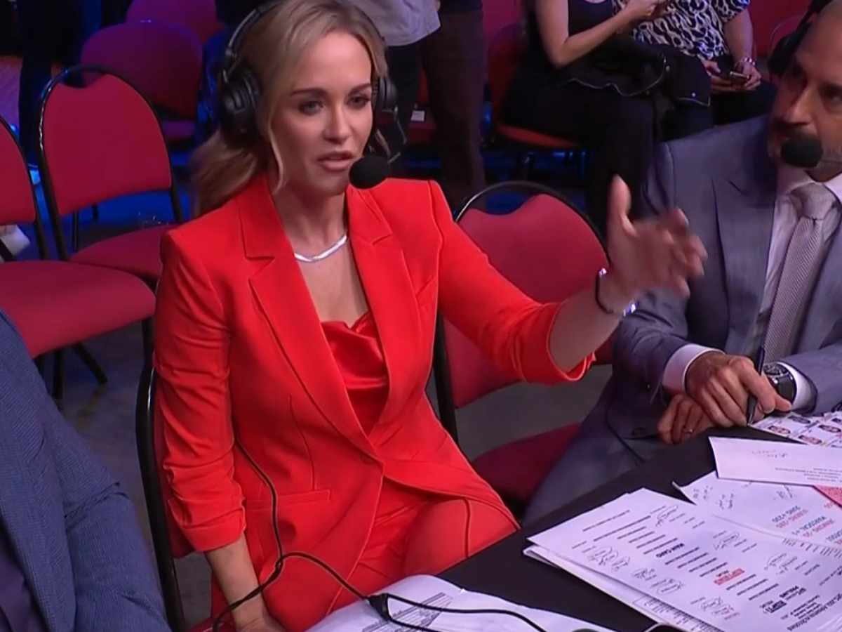 Laura Sanko commentating at UFC 293