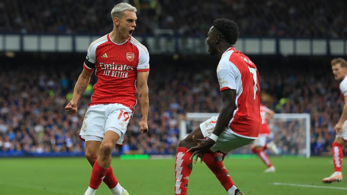 Leandro Trossard after scoring his first goal for Arsenal