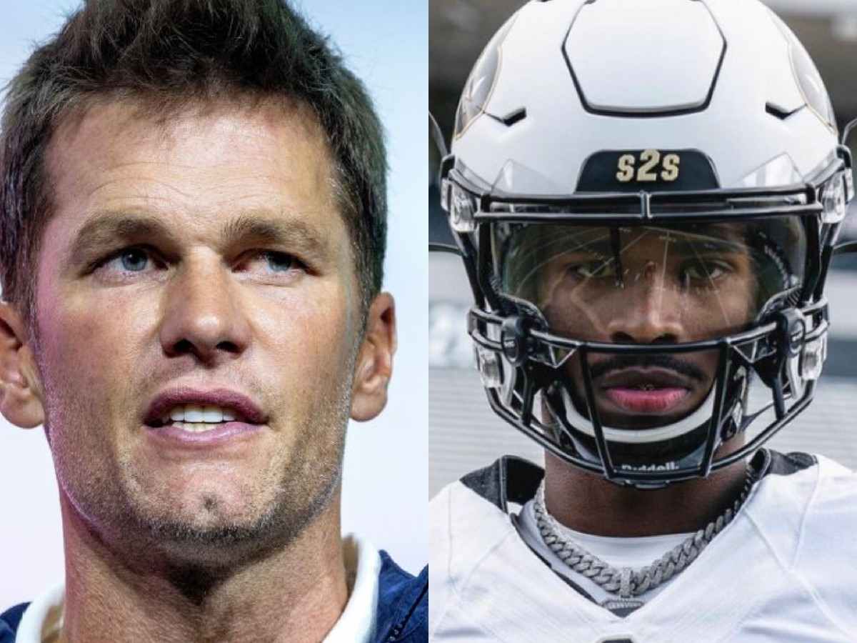 Tom Brady (L) and Shedeur Sanders (R)