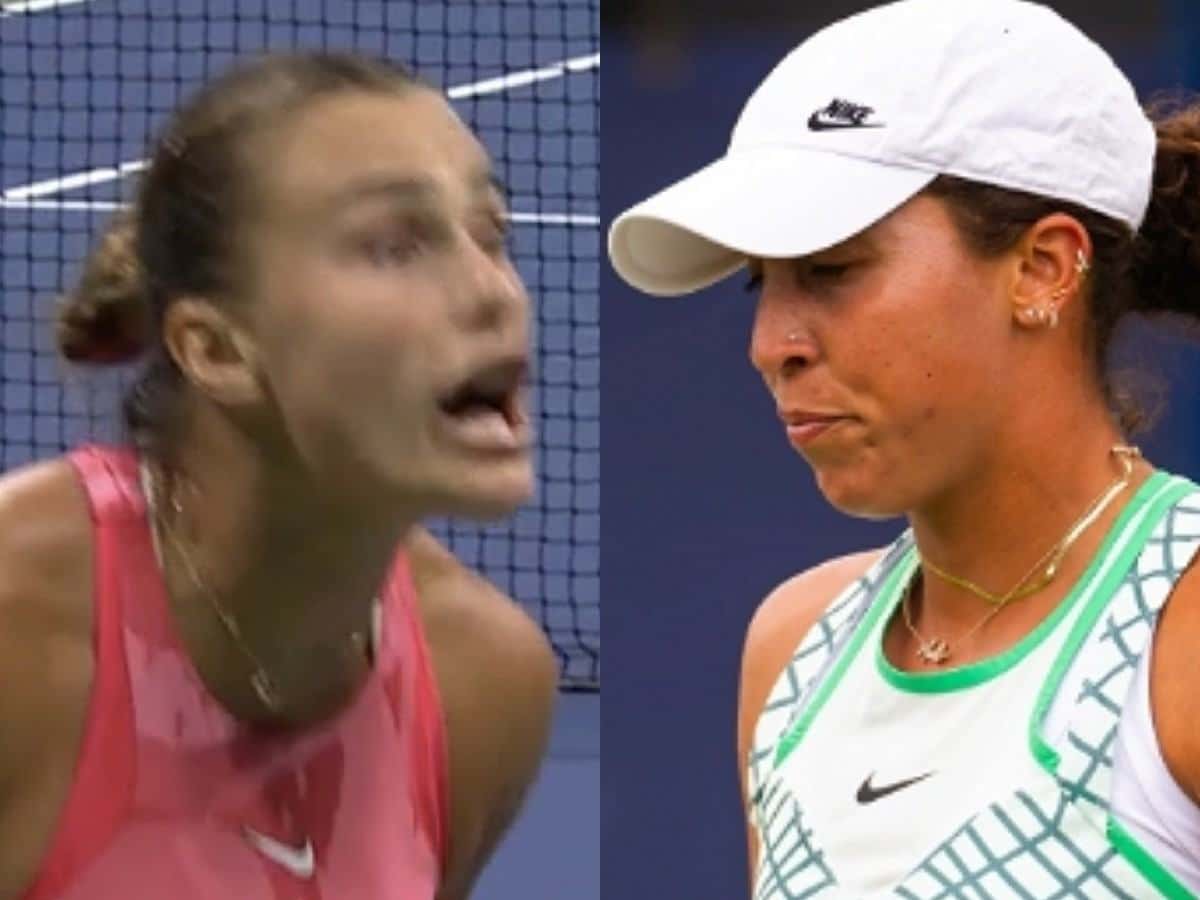 WATCH: Aryna Sabalenka THROWS her racquet towards her coach in frustration while yelling at him following ‘horrendous’ start against Madison Keys at US Open