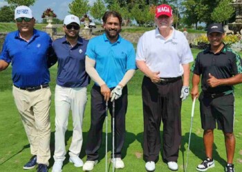 Netizens in utter astonishment after MS Dhoni spotted playing golf with Donald Trump