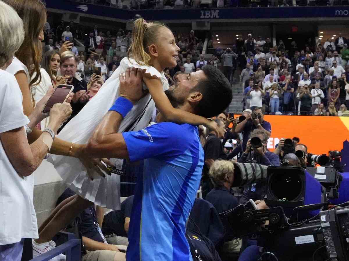 WATCH: Novak Djokovic shares an EMOTIONAL hug with his daughter immediately after beating Daniil Medvedev to win his 24th Grand Slam title at US Open