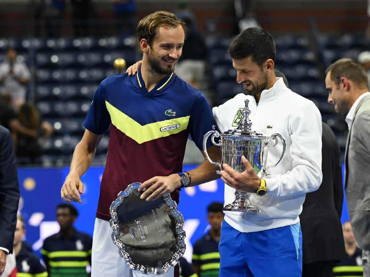 Daniil Medvedev claims Novak Djokovic pushes him to become a better player while citing how the Serb and Rafael Nadal are the ones who’ve stopped him from winning Grand Slams