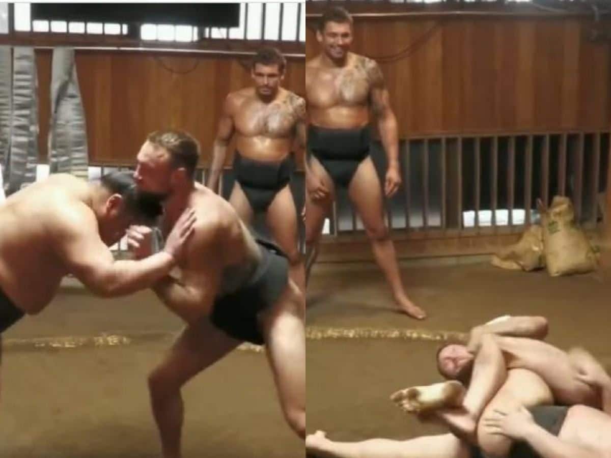 WATCH: Alexander Volkanovski’s BJJ coach effortlessly leg locks sumo wrestler