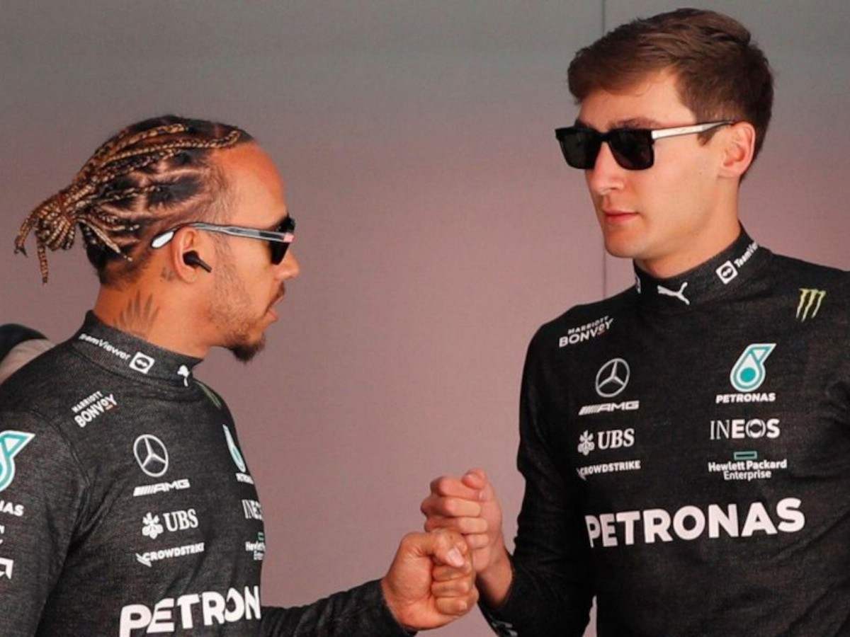 Lewis Hamilton and George Russell (via Planet F1)