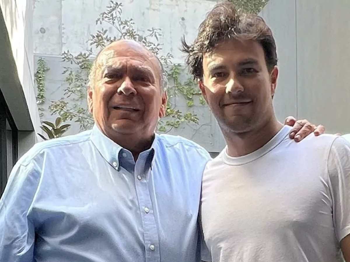 Red Bull driver Sergio Perez with his father Antonio Perez. 