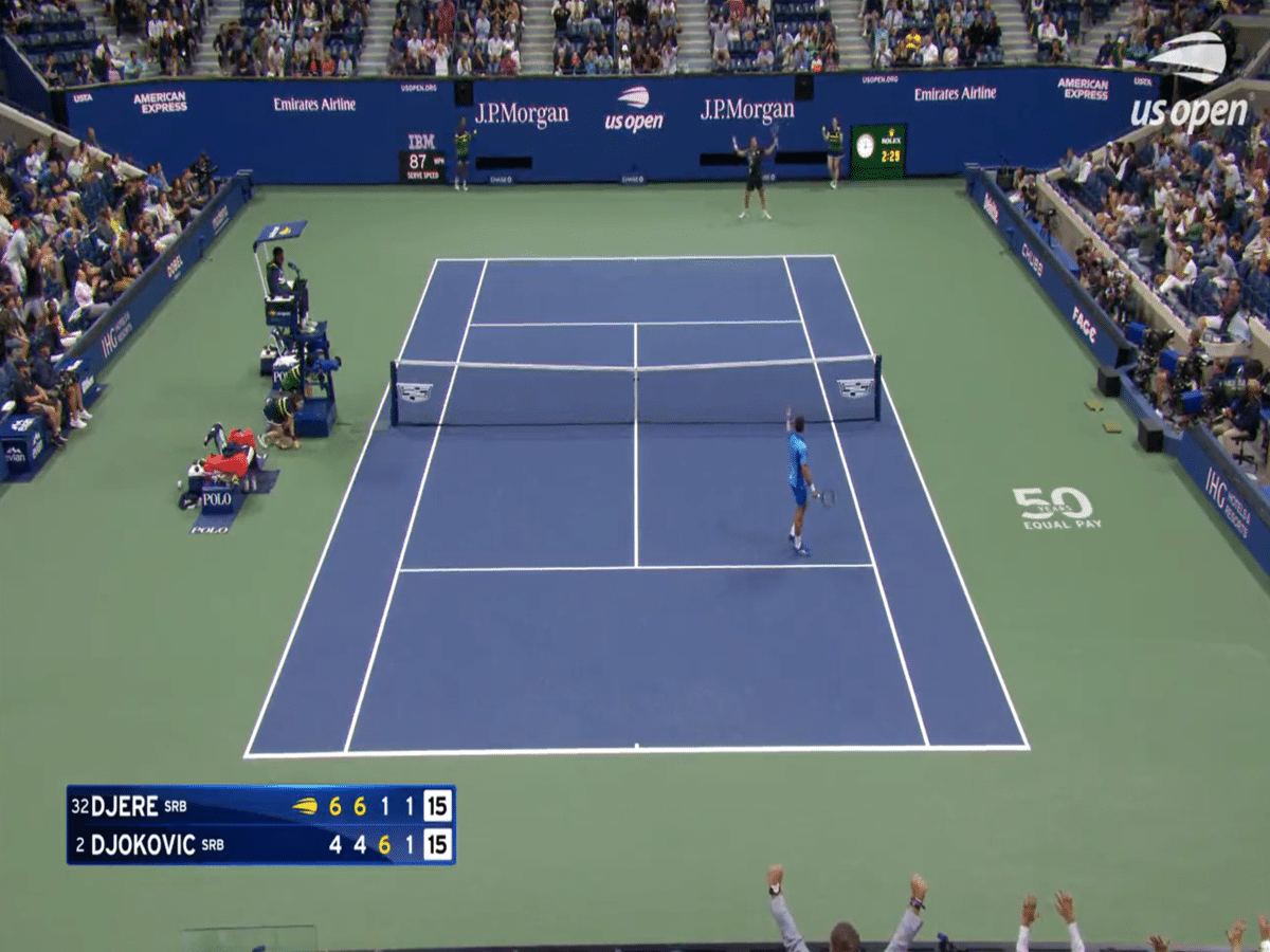 WATCH: Laslo Djere forces applause from Novak Djokovic with a ravishing winner down the line during their US Open clash