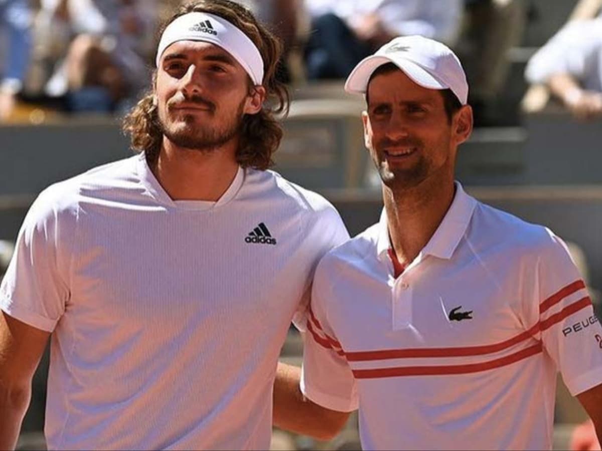 Stefanos Tsitsipas and Novak Djokovic