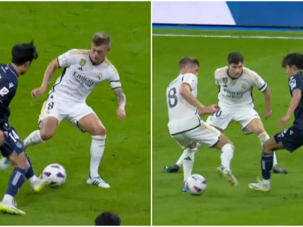 WATCH: “Should retire after that embarrassment”- Take Kubo pulls off a stunning nutmeg on Real Madrid’s Toni Kroos