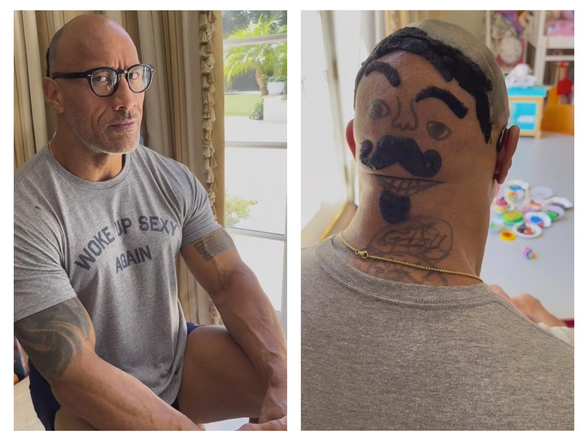 WATCH: Dwayne ‘The Rock’ Johnson becomes a victim of his daughters as they hilariously draw a cartoon on his shaved head