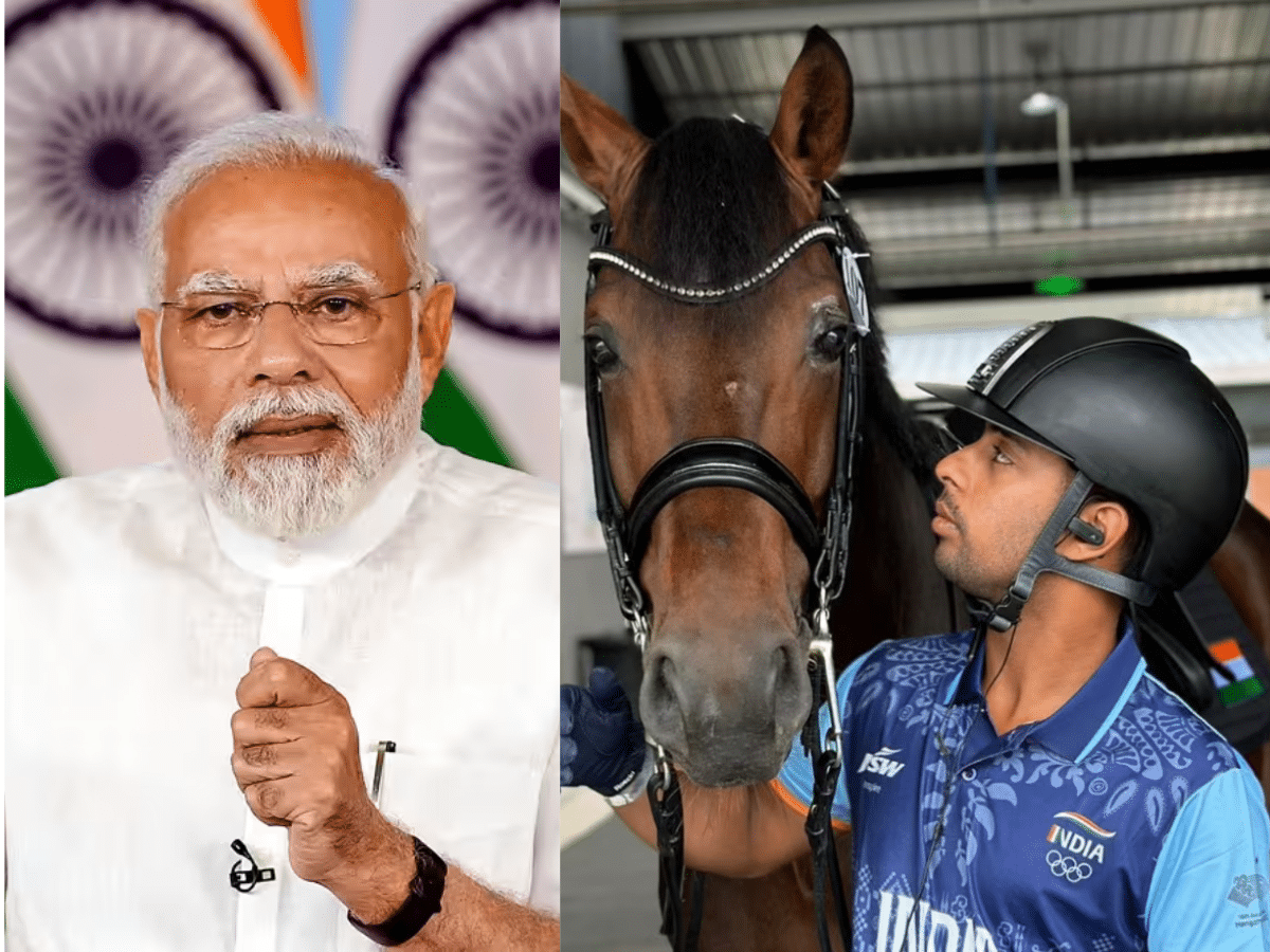 PM Modi congratulates Indian Equestrian team [Image Credit: Indian Express/News 18]