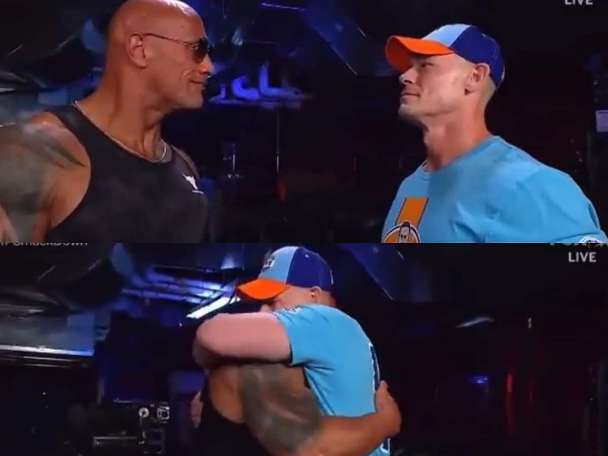 WATCH: John Cena shares wholesome moment with old rival Dwayne Johnson on SmackDown 