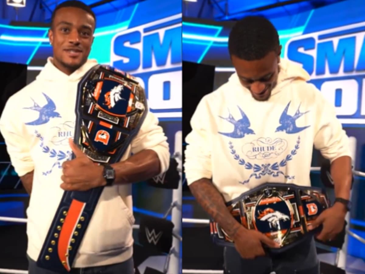 Denver Broncos’ Patrick Surtain II gets presented with Legacy WWE title on his first SmackDown, hints at WWE in-ring debut