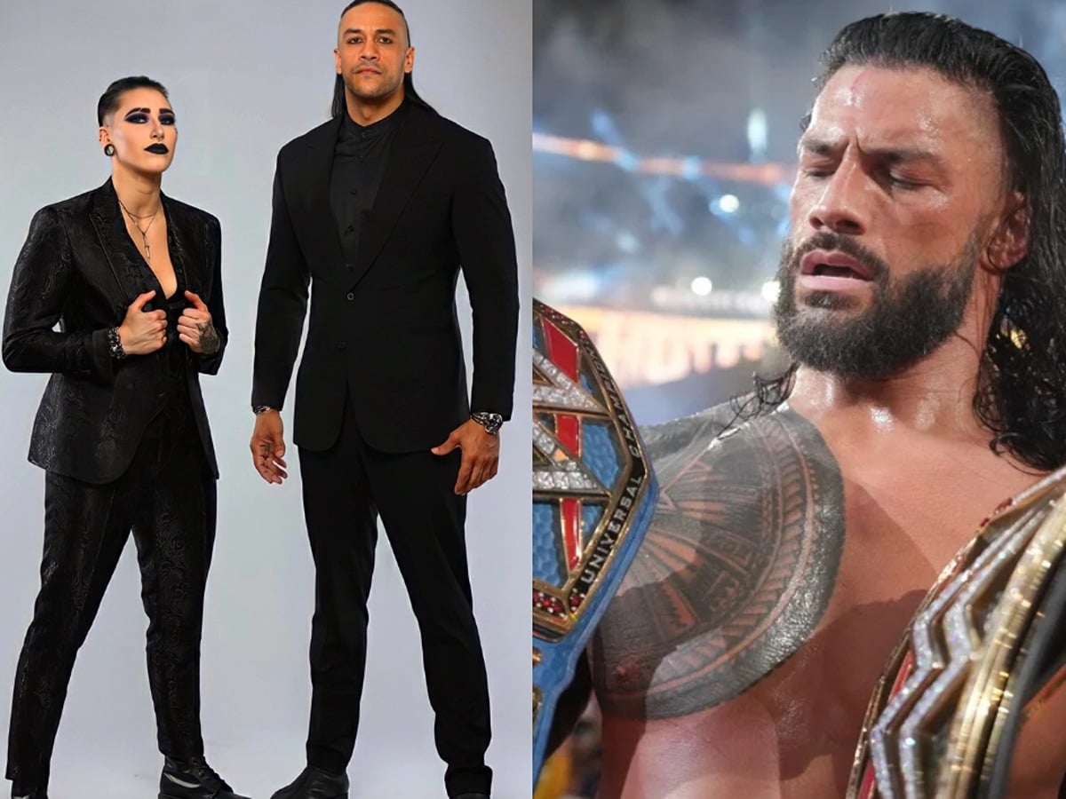 Rhea Ripley, Damian Priest and Roman Reigns