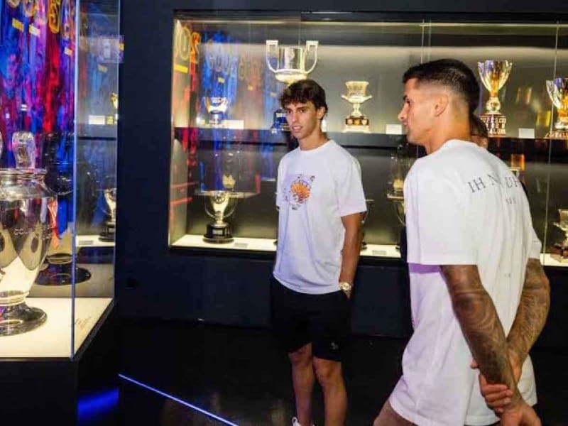 Felix and Cancelo at the Barca Museum