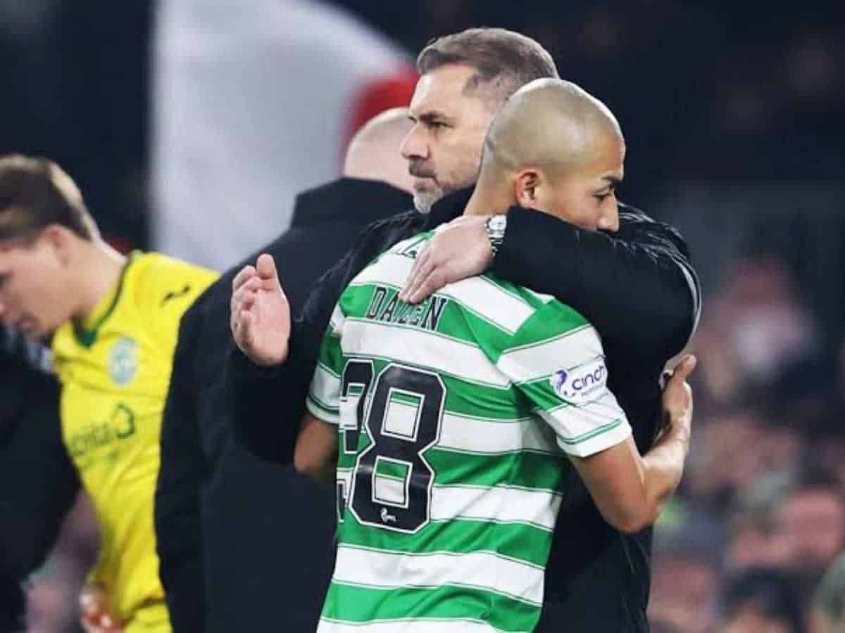 Ange Postecoglou and Daizen Maeda at Celtic