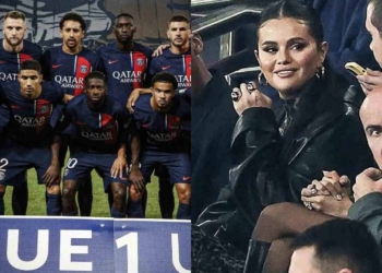 Selena Gomez attending the PSG match
