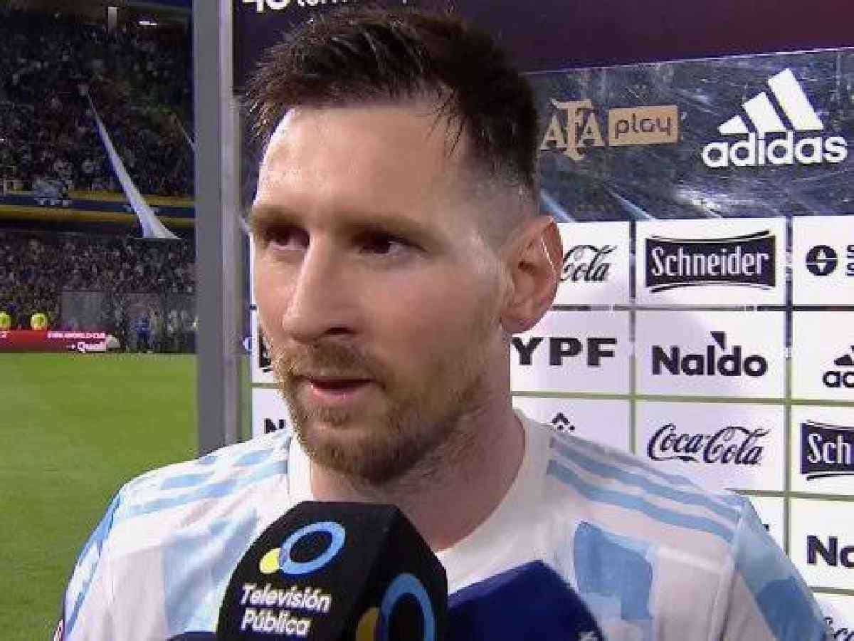 Lionel Messi giving a post-match interview.