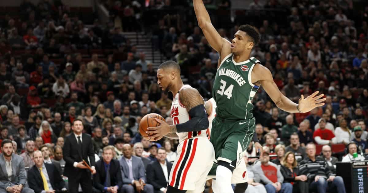 Giannis Antetokounmpo and Damian Lillard 