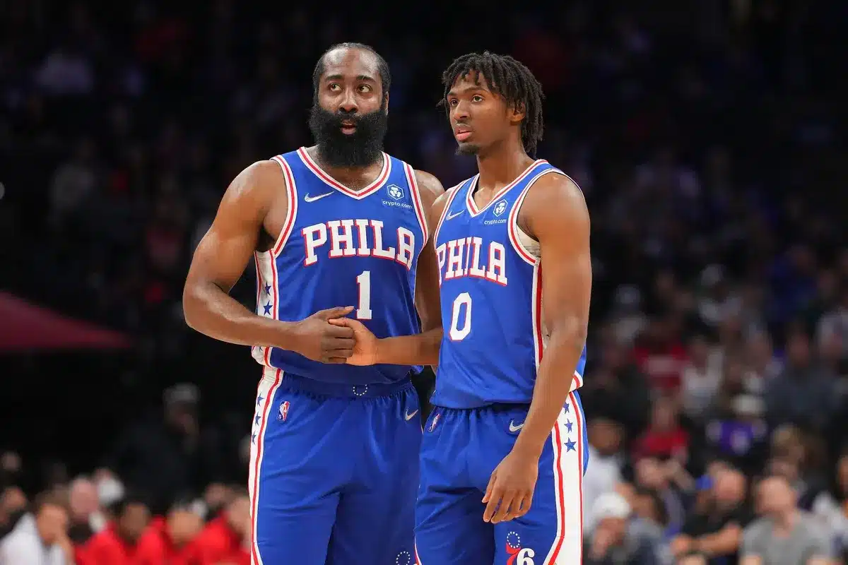 James Harden and Tyrese Maxey 