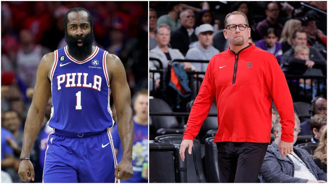 James Harden and Nick Nurse 