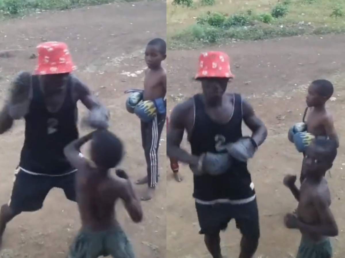 WATCH: Poverty-ridden African children practicing fighting with sandals goes VIRAL making fight fans emotional