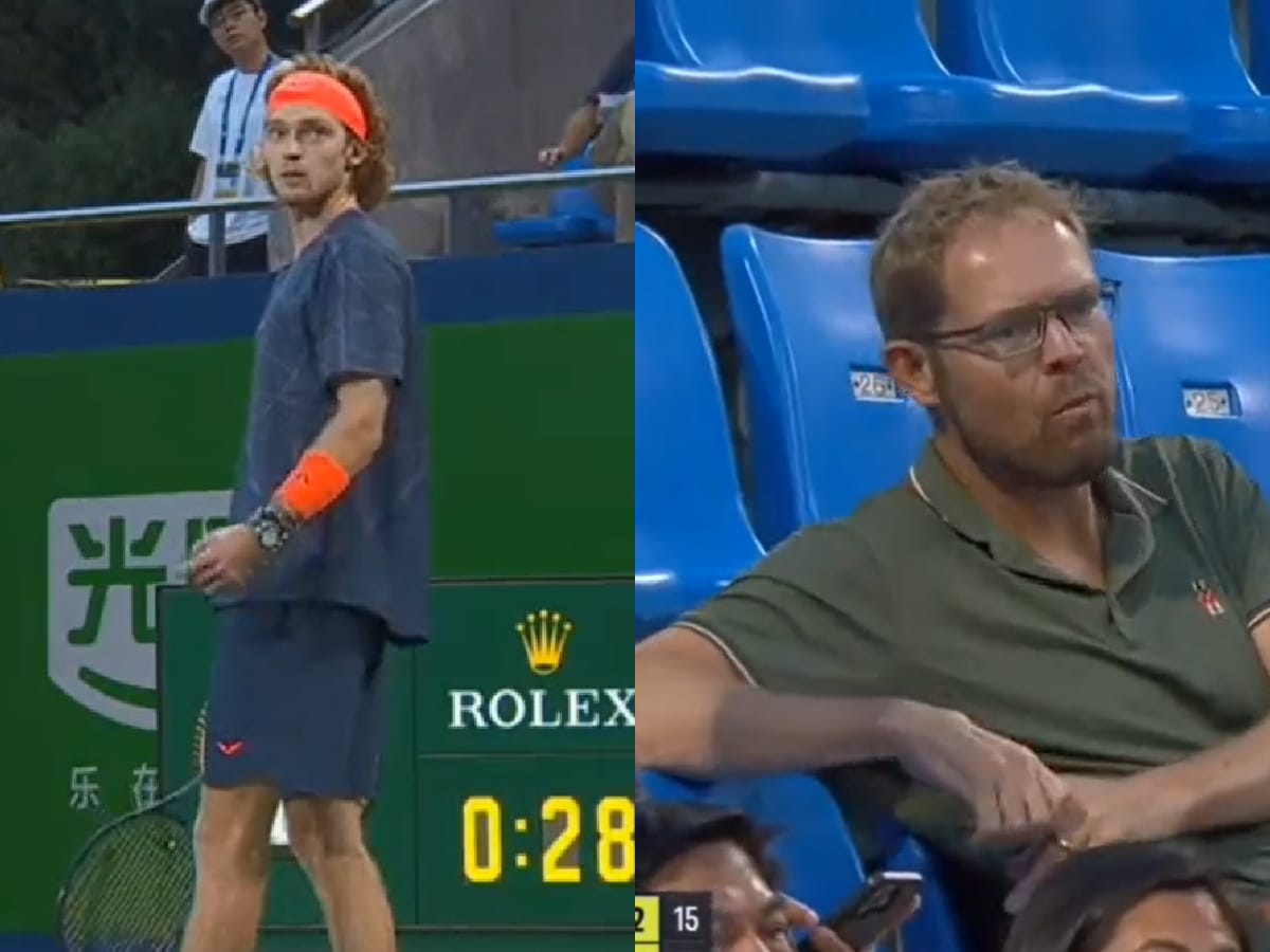 WATCH: Andrey Rublev complaints to the chair umpire who then asks a fan to ‘stop eating’ during the Shanghai Masters 2023 