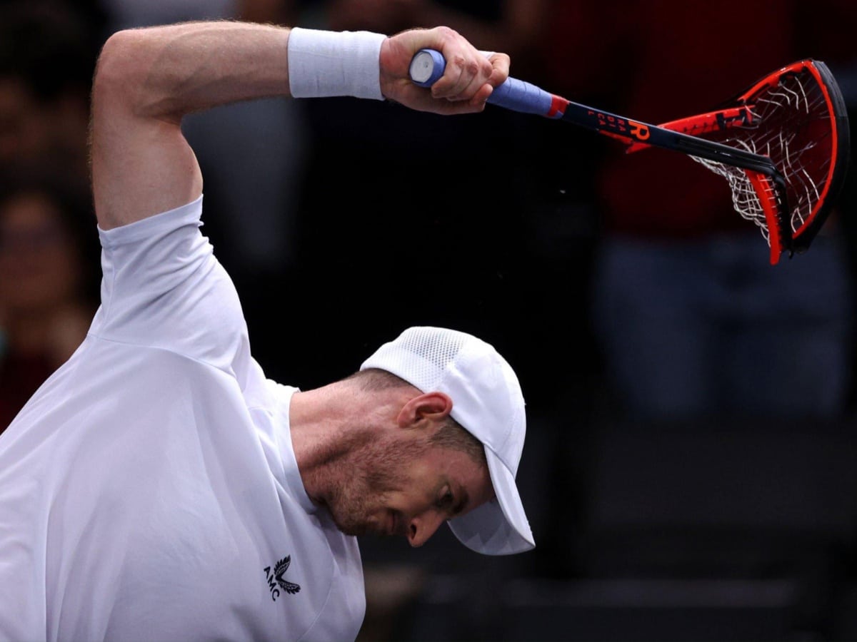 WATCH: Andy Murray brutally smashes his racket to pieces after suffering a sixth straight loss to Alex de Minaur to crash out of the Paris Masters 2023