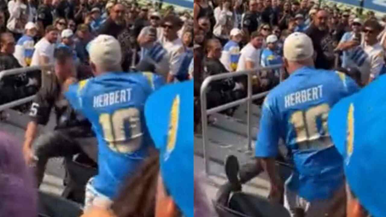 WATCH: Chargers fan punches a fellow Raiders fan during week 4 game as yet another fight breaks down in the stadium