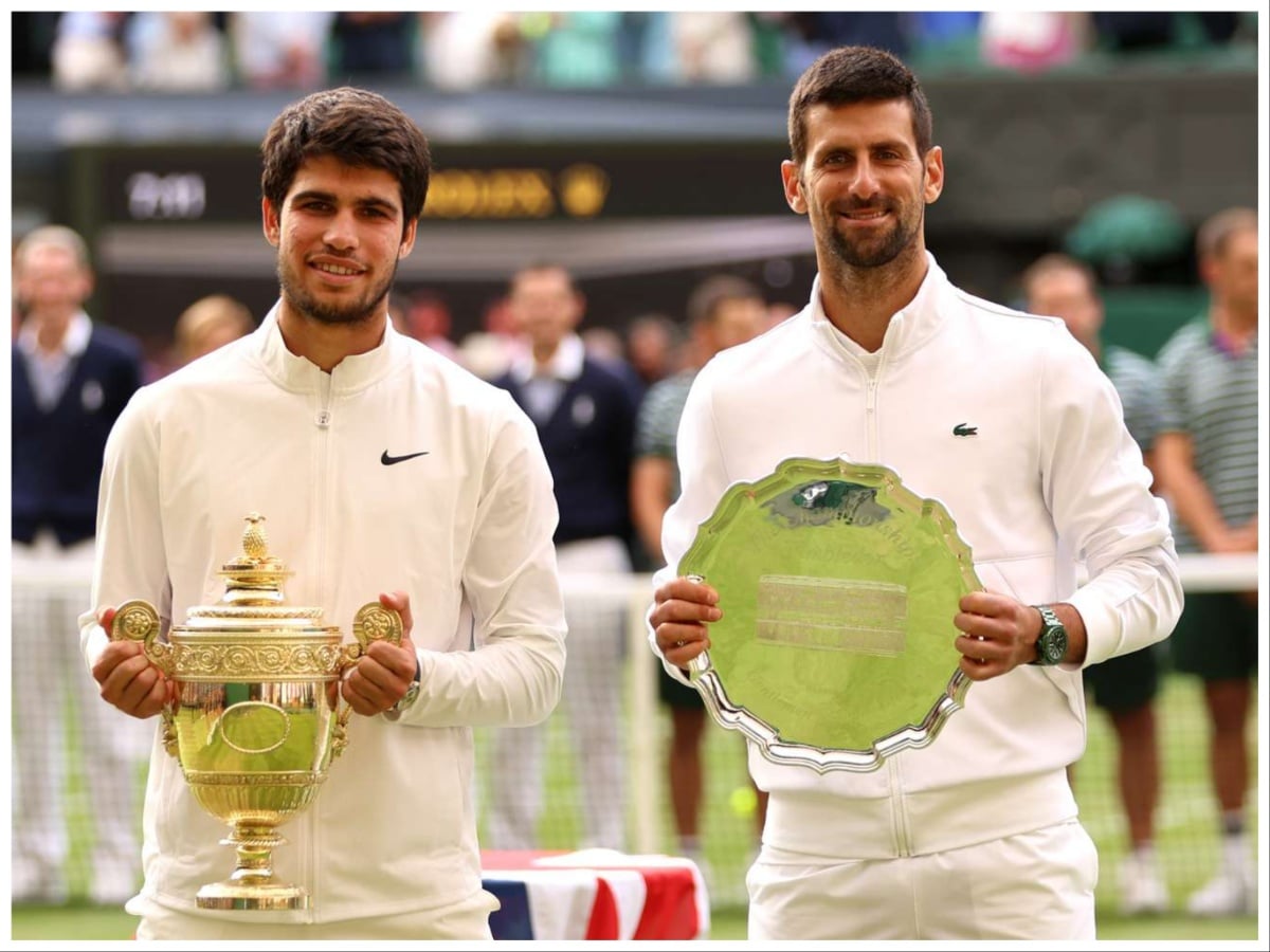 (L) Carlos Alcaraz, (R) Novak Djokovic