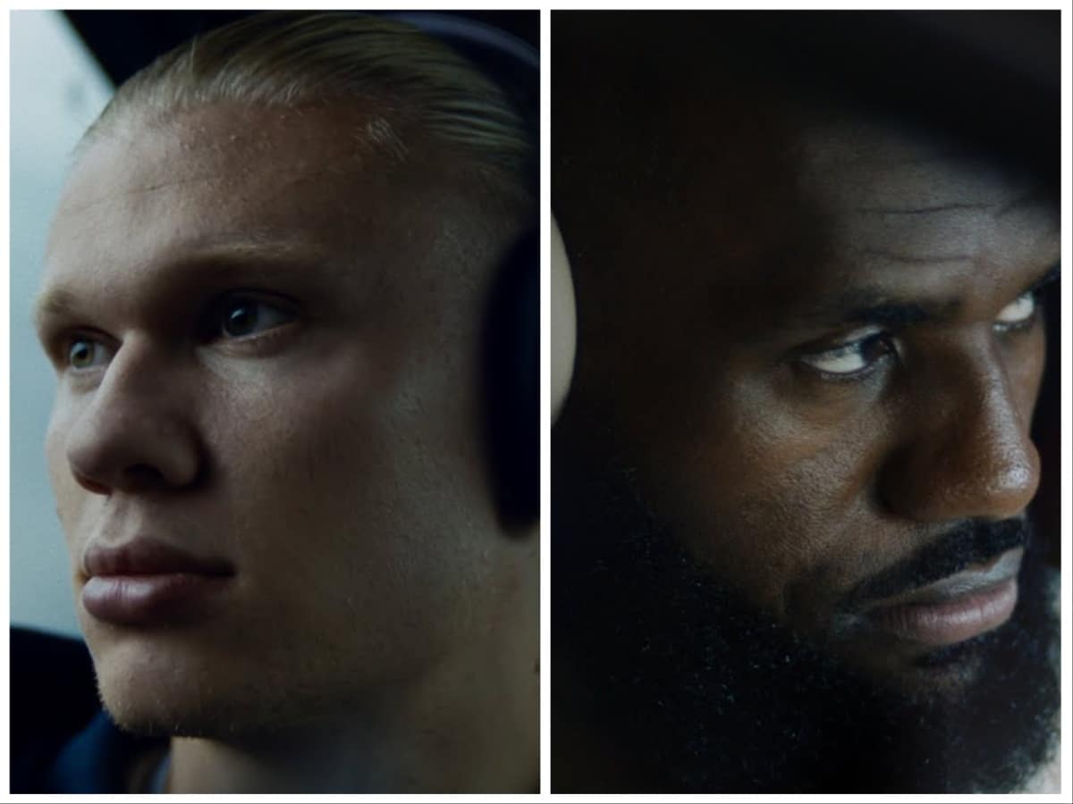 Man City star striker Erling Haaland matches up with NBA icon LeBron James for an endorsement of Beats by Dr. Dre