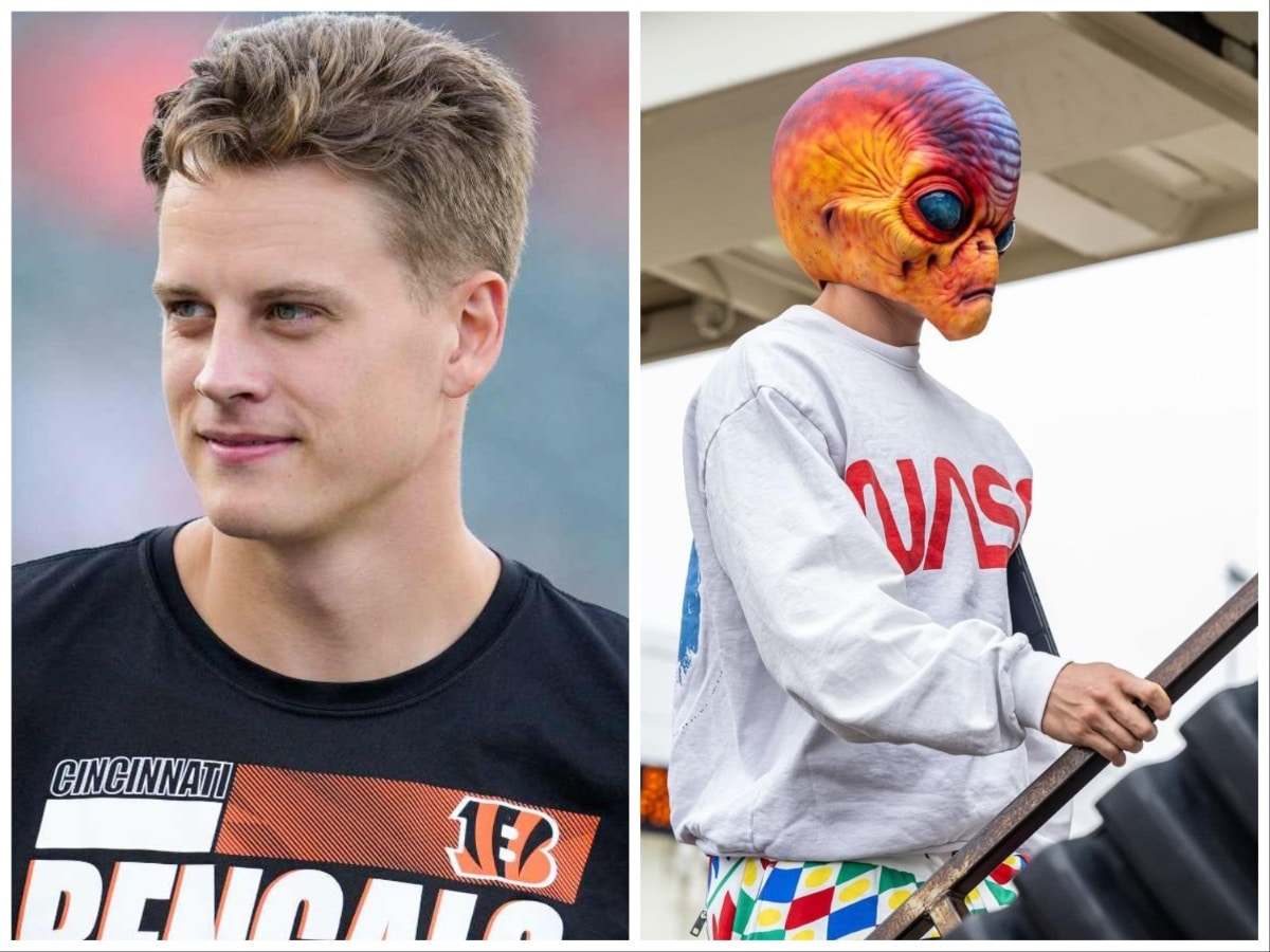 Bengals QB Joe Burrow makes ‘spooky entrance’ in San Francisco with alien mask and NASA sweatshirt for Halloween