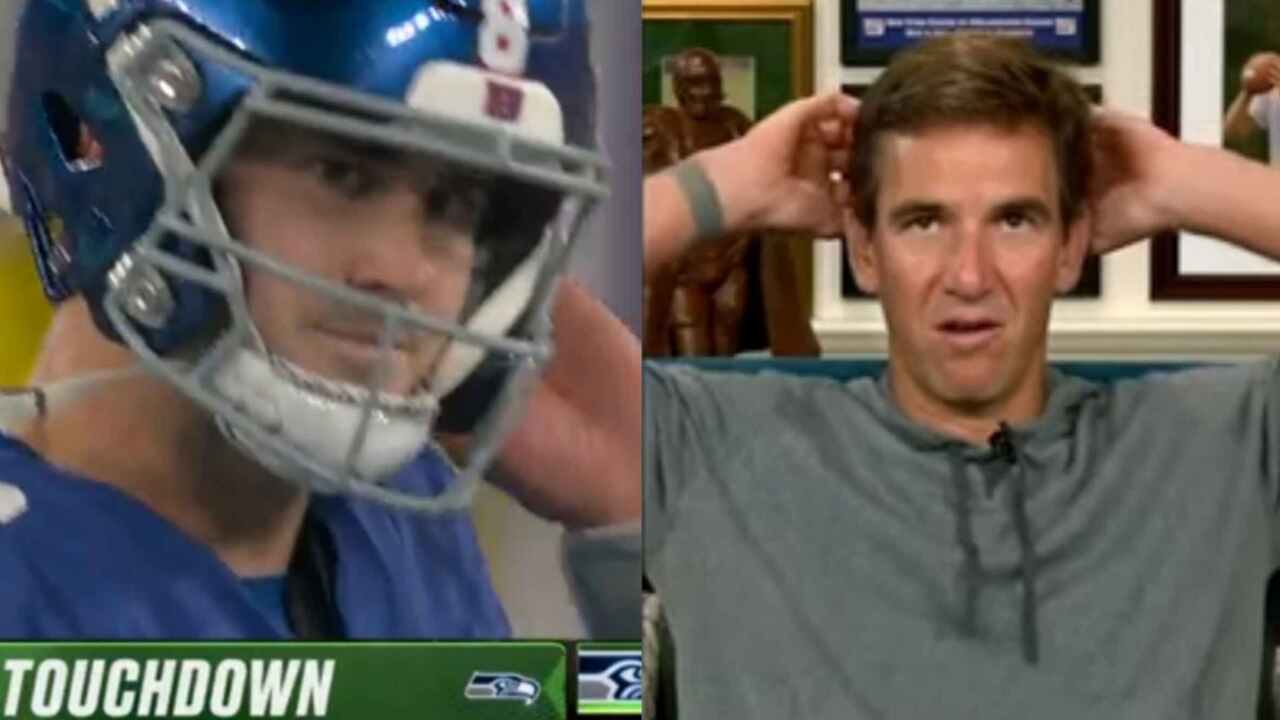 WATCH: Ex-Giants QB Eli Manning left ‘speechless’ after Daniel Jones’ gutting pick-6 in the redzone against the Seahawks