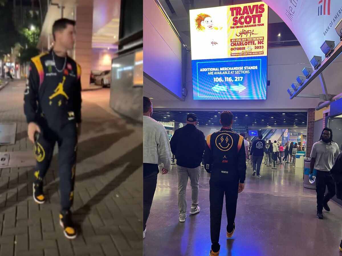 WATCH: Denny Hamlin spotted in a Michael Jordan-inspired look at Travis Scott’s Charlotte concert