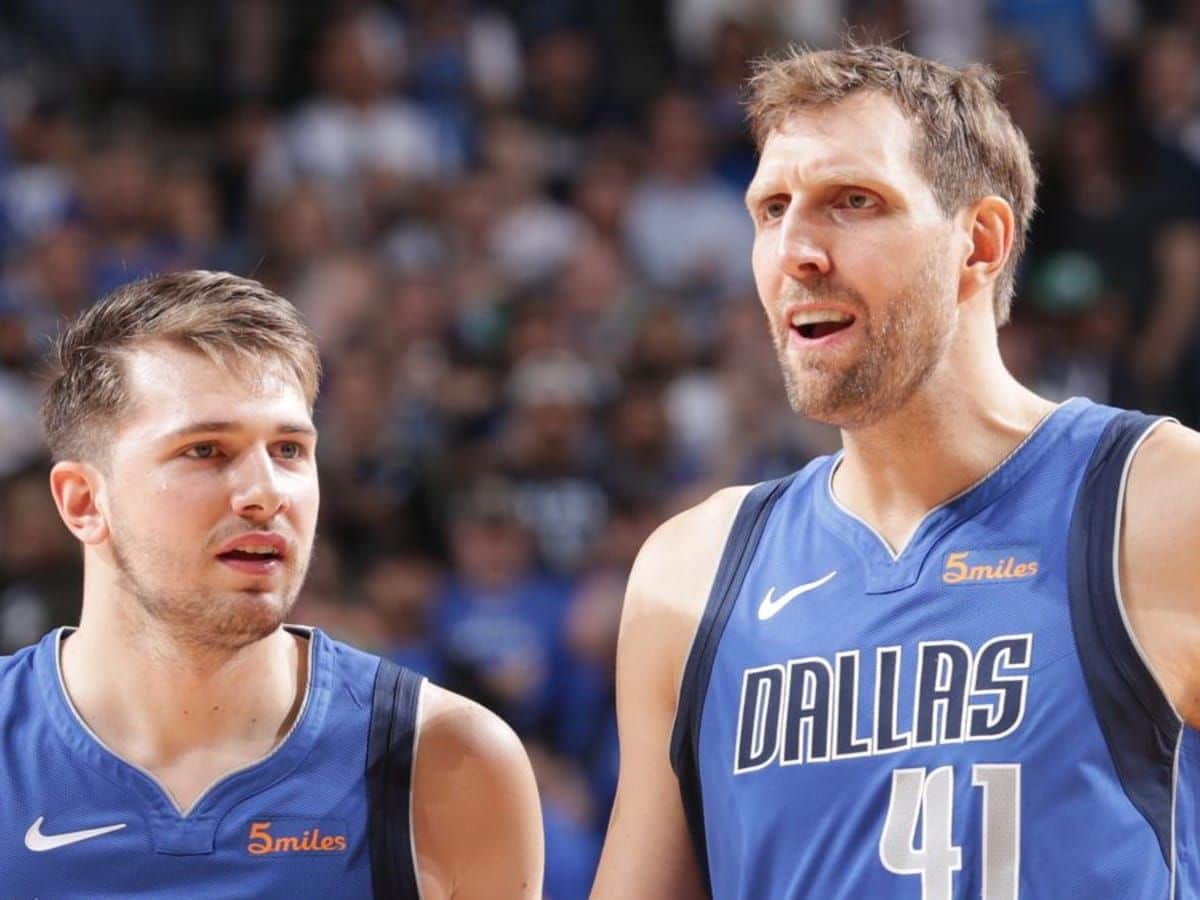 Dirk Nowitzki with Luka Doncic