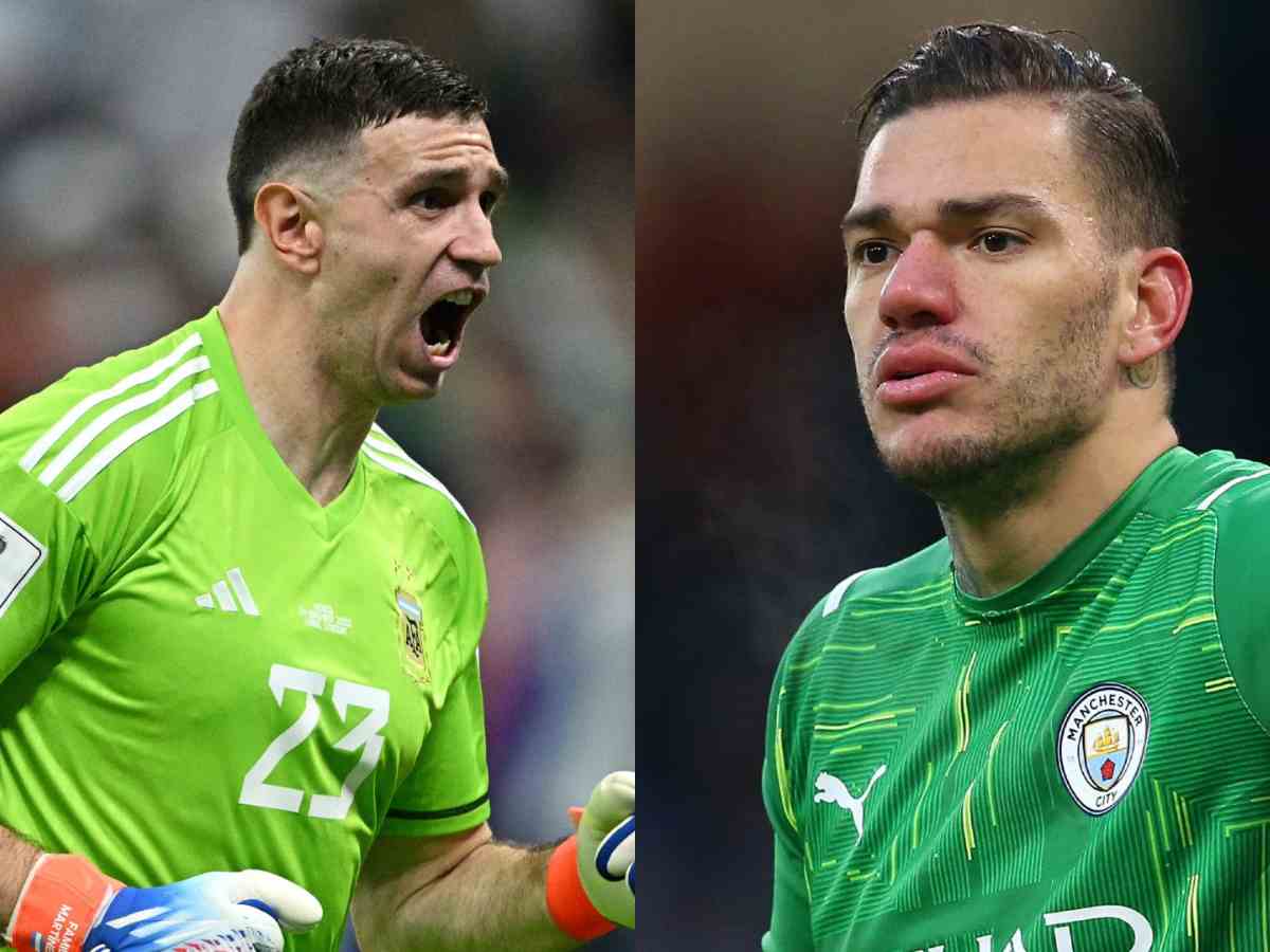 (L-R) Emiliano Martinez, Ederson