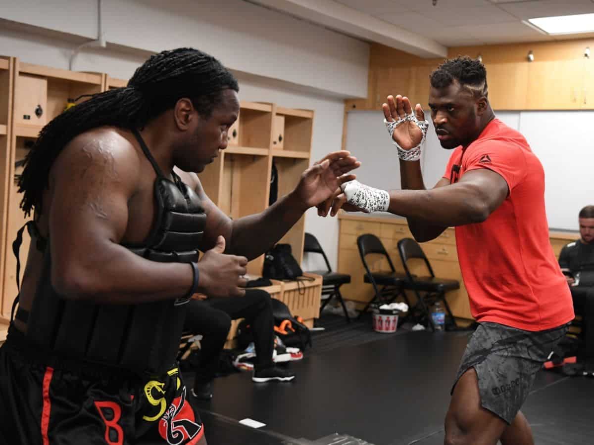 Francis Ngannou training with Dewey Cooper 