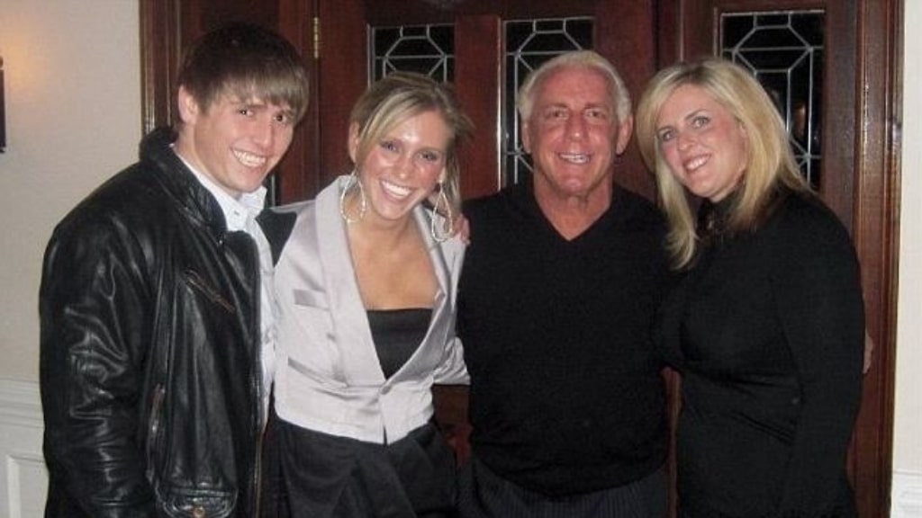 Ric Flair with his children, Reid and Charlotte and wife Elizabeth 