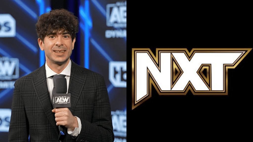 Tony Khan and NXT logo 