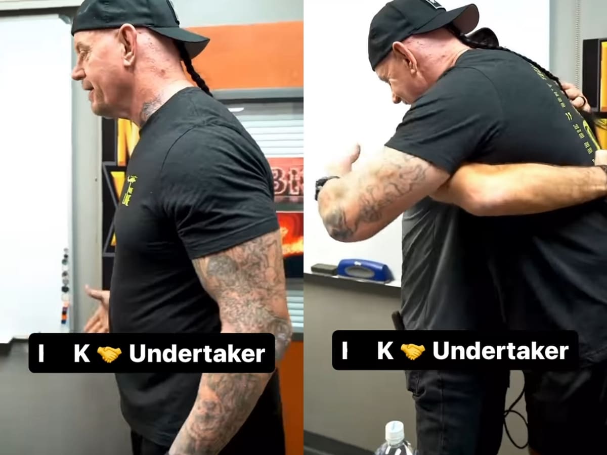 WATCH: The Undertaker catches up with his old rival backstage after shocking return at WWE NXT