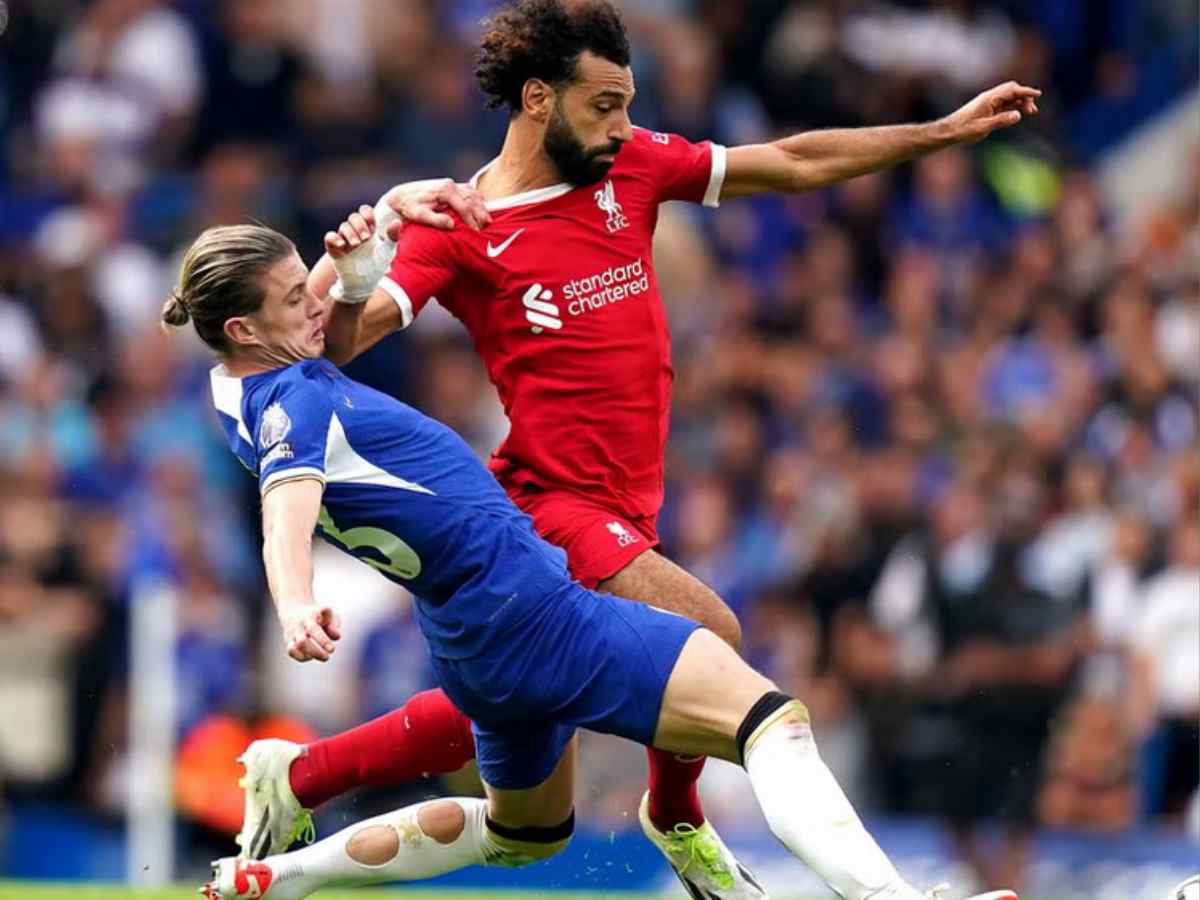 Conor Gallagher, Mohamed Salah, during Chelsea vs. Liverpool.